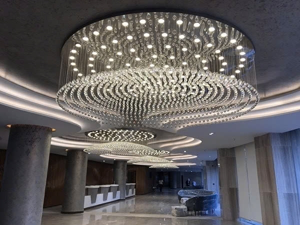 Đèn chùm pha lê thả thông minh PL007.2 tròn, Inox gương trắng, , KT(mm): D800 x H500